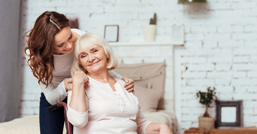 female in wheelchair in ada home