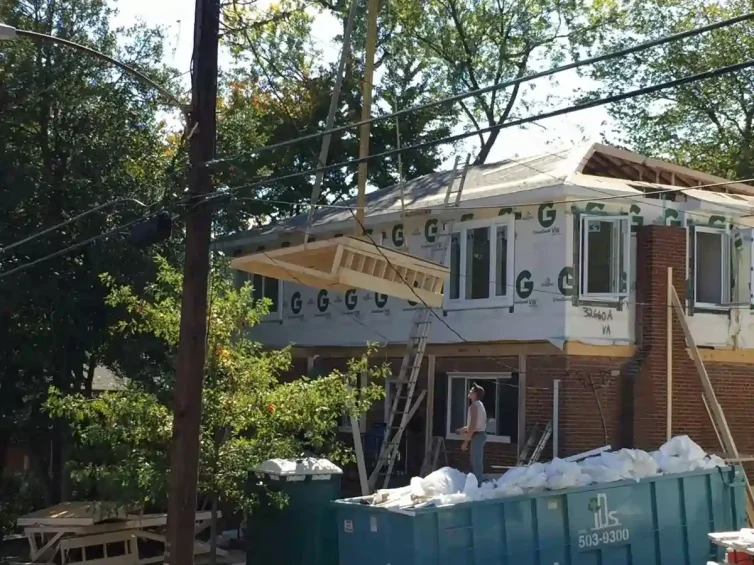 Arlington VA Modular Home Additions pieces being set via Crane