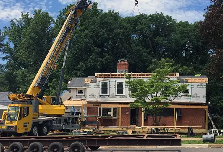 Second Story Addition placed by crane from Carbide Construction