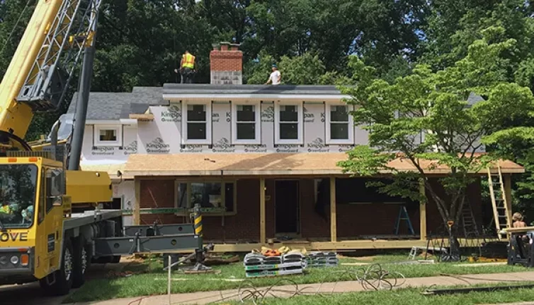 Working on the structure of the second story addition in springfield