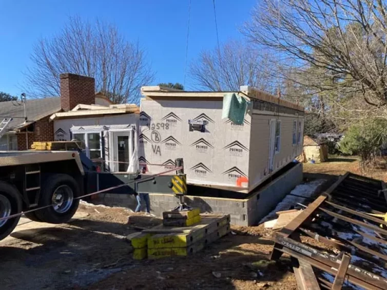 Blacksburg VA Modular Addition Placed on the Foundation