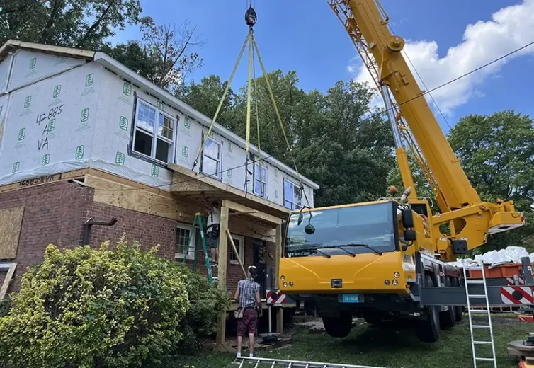 Setting the porch on the springfield modular addition