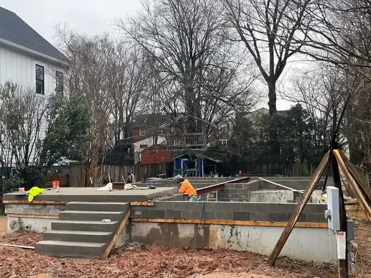 Foundation being fixed for Arlington VA modular home